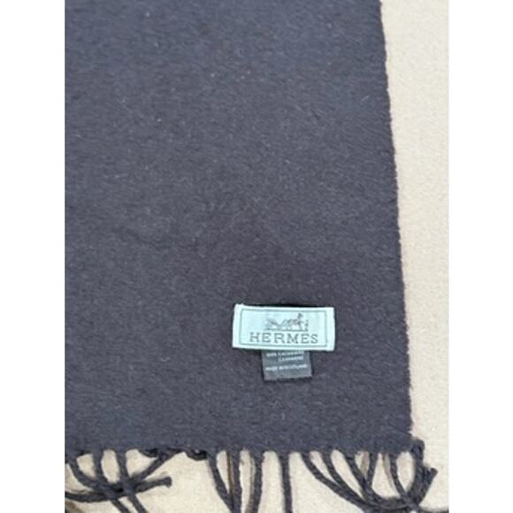 Hermes 100% Cashmere Brown Scarf Muffler*AMAZING for Winter!! High-End Luxury! - Picture 3 of 6